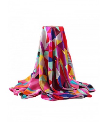 Nanxson(TM) Women Silk Patchwork Design Scarf/ Wrap WJW0026 - Pink - C412G7K8I3J