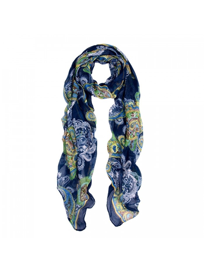 Elegant Vintage Paisley Graphic Scarf - Different Colors Available - Navy - CI11AD8MH29