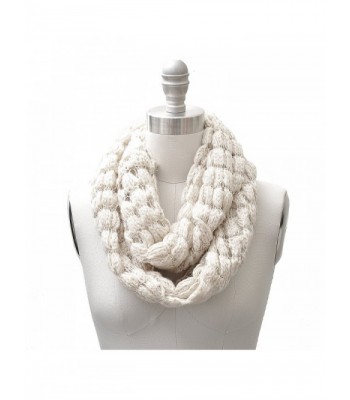 Sequin Accent Tied Knitted Infinity Scarf Cream Color - CW11HLYLMBB