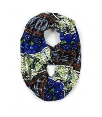 Jersey Knit Paisley Infinity Scarf - Blue - CE12CLAUDDB