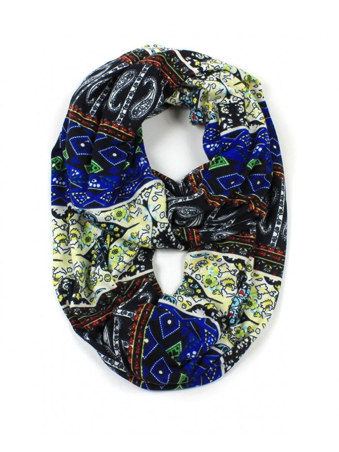 Jersey Knit Paisley Infinity Scarf - Blue - CE12CLAUDDB