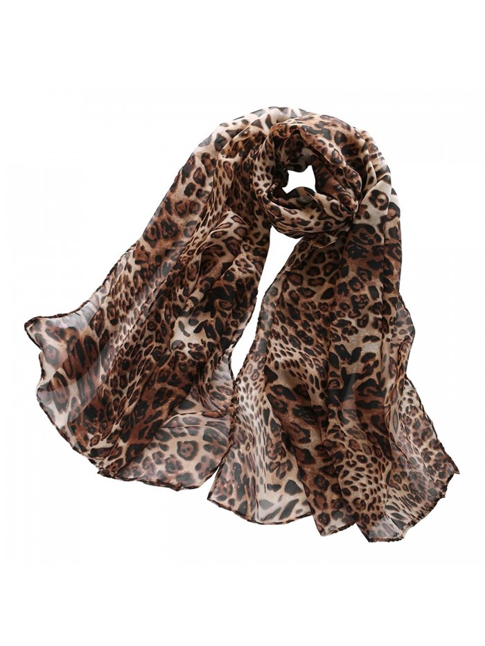 DAPENG Women Girl Chiffon Skull Printed Long Soft Scarf Shawl - Leopard - CJ12MMSLQEX