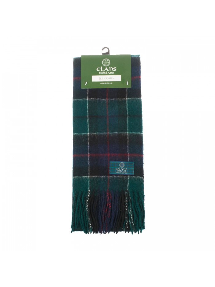 Clans Of Scotland Pure New Wool Scottish Tartan Scarf Leslie Green (One Size) - CE123BWL9NH