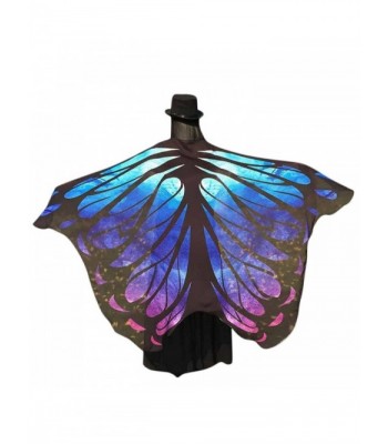 Shawl Wrap- Yoyorule Fairy Butterfly Wings Chiffon Shawl Nymph Pixie Costume Accessory - Blue - CM17Y0LDZ96