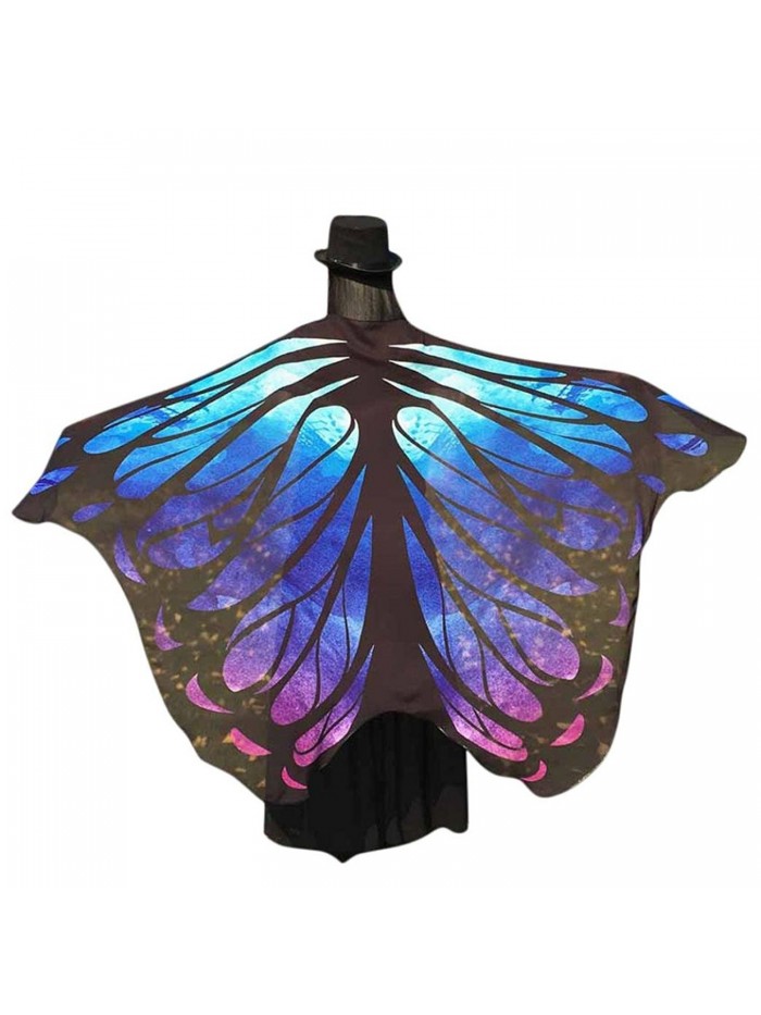 Shawl Wrap- Yoyorule Fairy Butterfly Wings Chiffon Shawl Nymph Pixie Costume Accessory - Blue - CM17Y0LDZ96