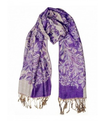 Women's Fashion Long Reversible 100% Pashmina Shawl Winter Warm Large Scarf - Purple - CB126OCVUVR