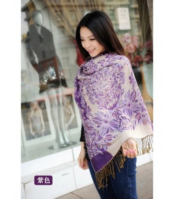 Reversible Paisley Pashmina Silky Purple in Wraps & Pashminas