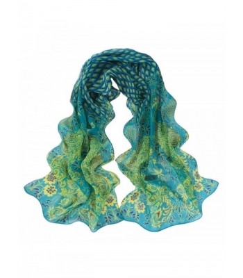 Women Peacock Pattern Soft Silk Chiffon Scarf Long Wrap Shawl Scarves ...