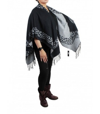 Tribal Arrows Open Front Fringed Ruana Wrap - Black and White - C0127YK888V