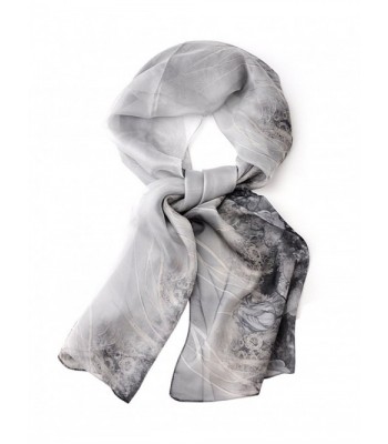 NYFASHION101 Women's Rose Garden See Through Print Elegant Scarf Shawl Wrap - Black/White - CY11WHUKBPH