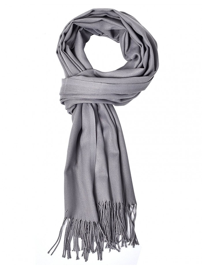 LANGBOHAI Cashmere Feel Scarf Winter Scarf for Women Long Solid Colors Wrap Shawl - Gray - CG187U0Q6Y7