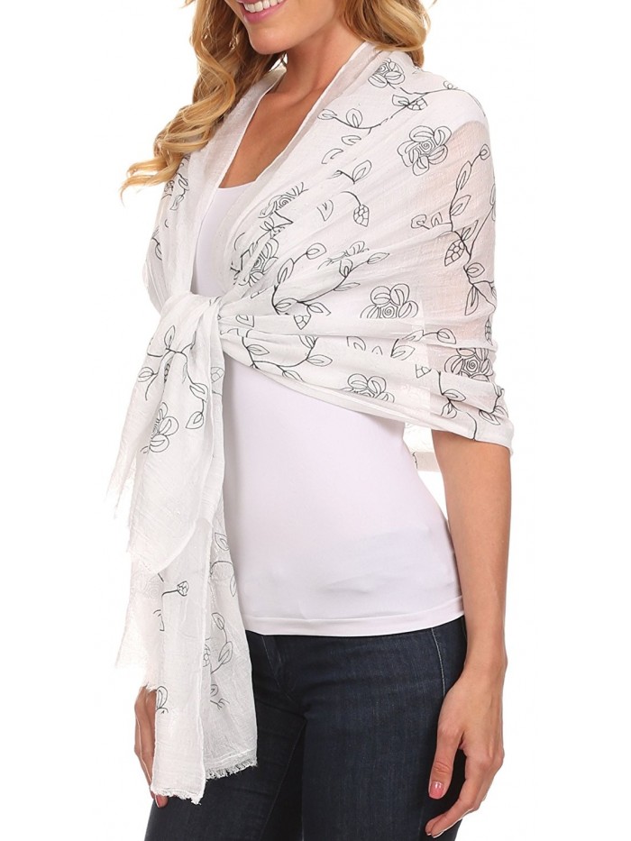 Sakkas Hillary summer breeze lightweight flowing sheer gauze wrap scarf - 7-white - C61217P9TR3