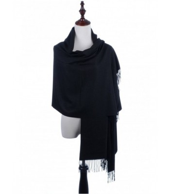 BYOS Versatile Oversized Soft Cashmere Shawl Scarf Travel Wrap Blanket W/ Tassels- Many Colors - Black - C0186H496UN