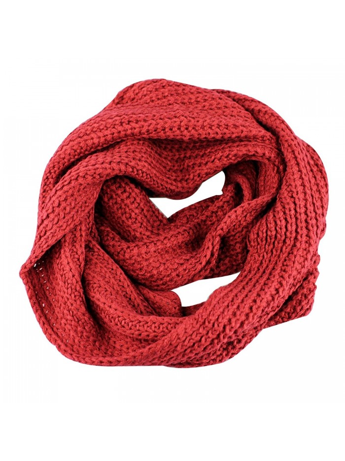 Classic Infinity Knit Scarf Solid Color - Red - CE11QWT7QF7