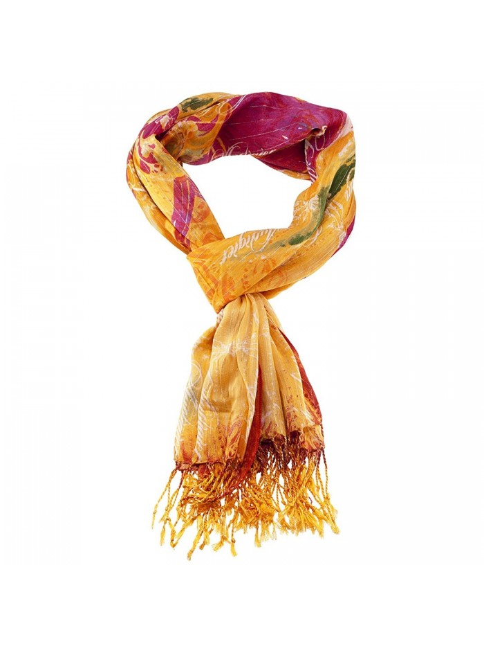 Christian Audigier Women's Soft Fabric Fringe Scarf Print Colors - Orange/80x40 - CI11DI6A9PP