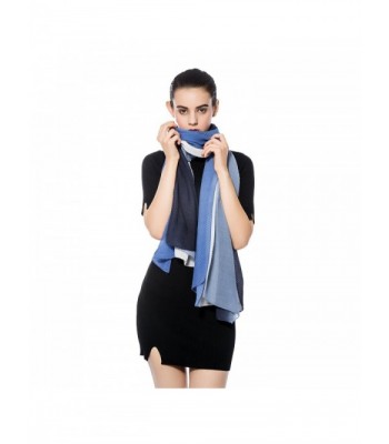 Winter Fashion Soft Thick Knitted Scarf- Gzcvba Hit Color Pleated Knit Wrap Chunky Warm Scarf - Navy+white+blue - CT18395SMX8