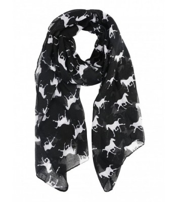 Womens Gorgeous Printed Lightweight Scarves - Little Horse Black - C21867ZDMT4