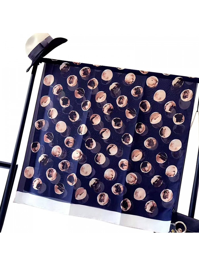 K-Elewon Silk Scarf Women Fashion Scarves 100% Silk Long Lightweight Sunscreen Shawls - Polka-dot Blue - C61859KY669