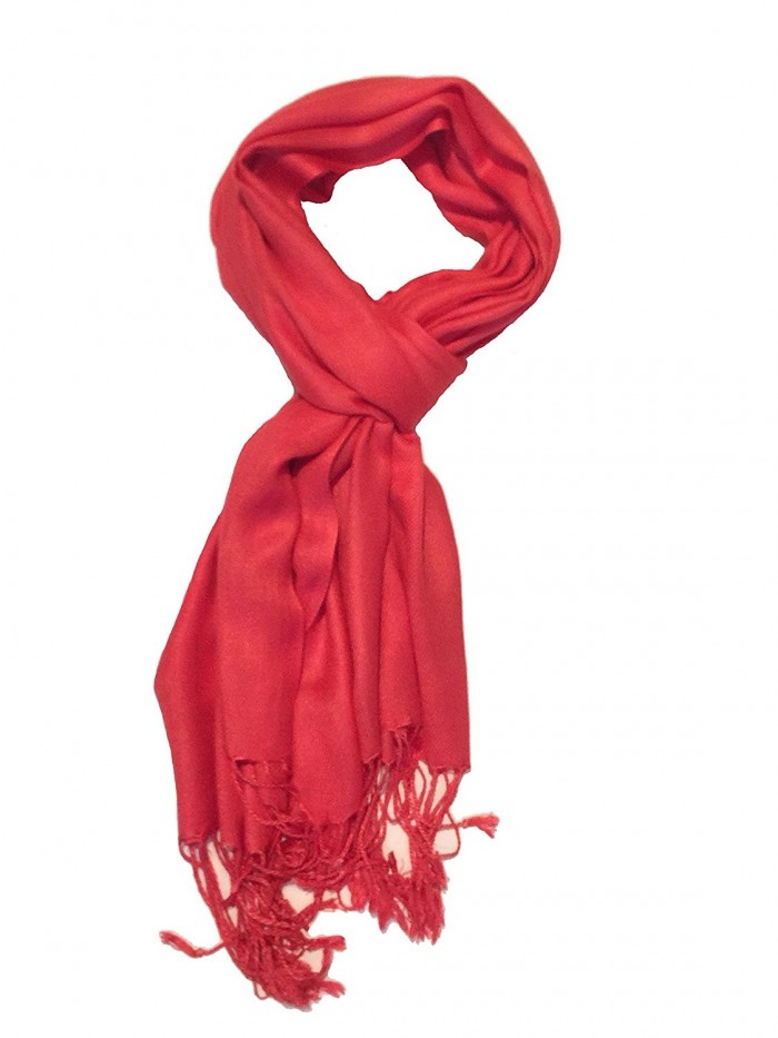 TC Luxurious Pashmina Viscose Cashmere feel Scarf in Beautiful Solid Colors - Crimson Red - CW12EIF1OEZ