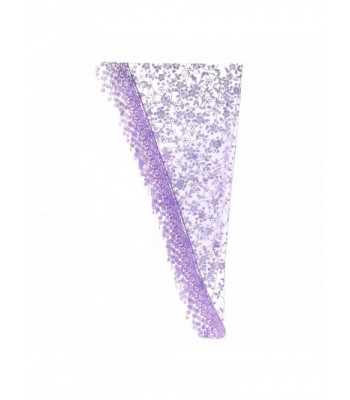 Gilroy Women Hollow Tassel Lace Floral Knit Triangle Mantilla Scarf Shawl - Purple - CP12J1YVDKX