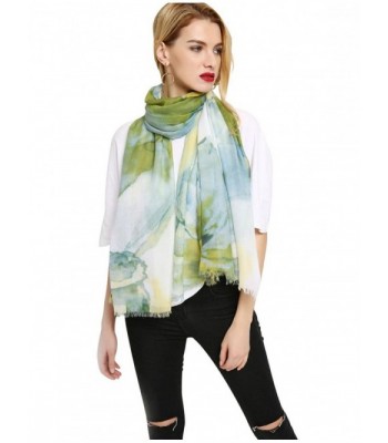 GERINLY Wrap Scarf Summer Womens Fashion Flowers Shawls For Travel - Green - CE18C3UNH88