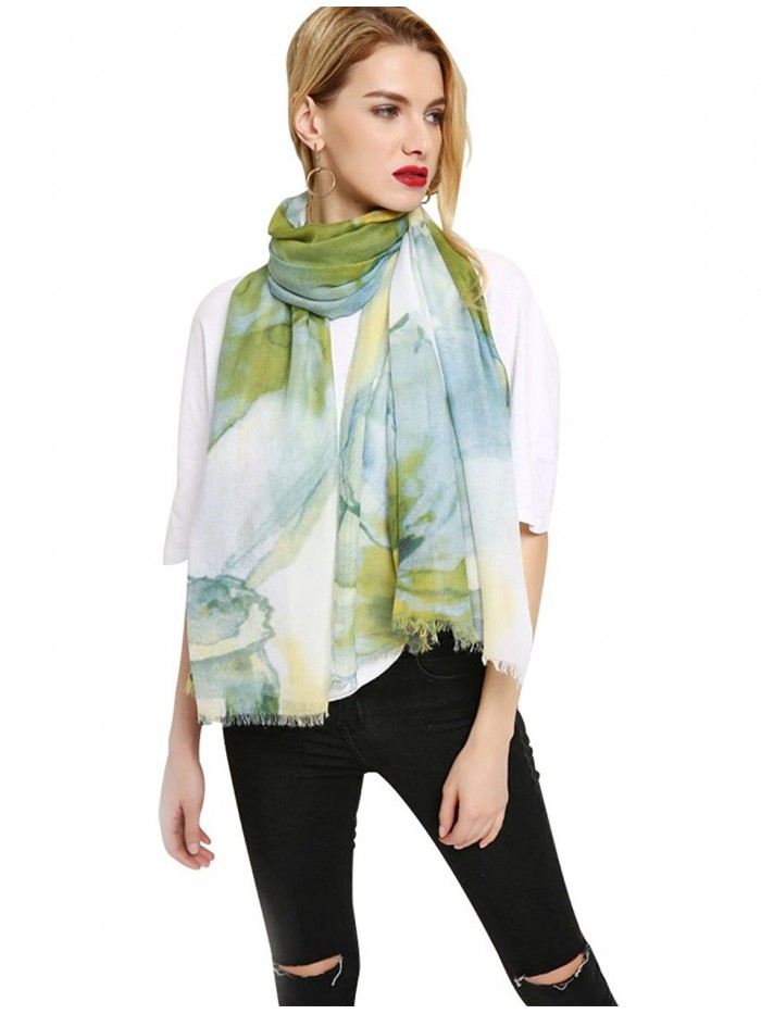 GERINLY Wrap Scarf Summer Womens Fashion Flowers Shawls For Travel - Green - CE18C3UNH88