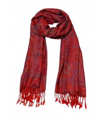 Paisley Jacquard Scarf Women's Fashion Shawl Long Soft Accent Wrap- Red ...