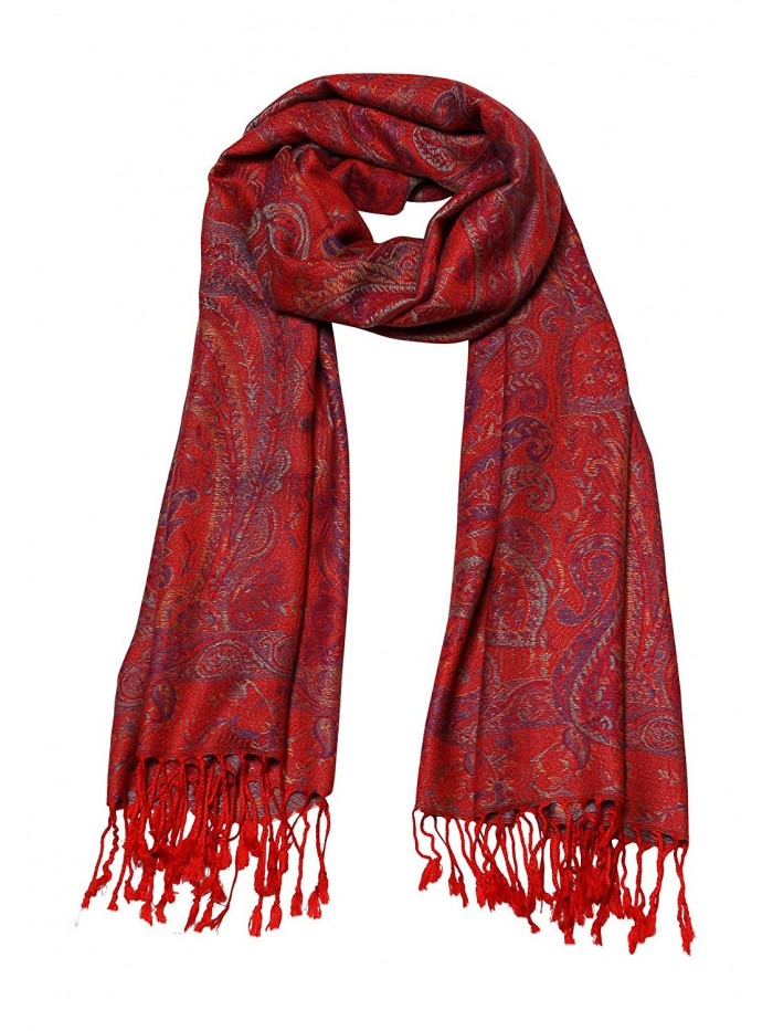 Paisley Jacquard Scarf Women's Fashion Shawl Long Soft Accent Wrap- Red/Multi - C512MA42CR5