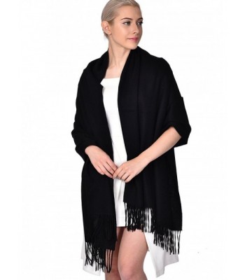 ADVANOVA Ideal Gift for Women 100% Wool Pashmina Large Size Blanket Scarf Spring Evening Wrap - Black(gift Box) - CZ186D00UOG