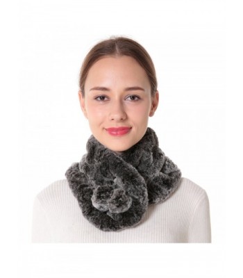 Nice Glory Women's Rex Rabbit Fur Neck Warmer and Scarf. - Grey Snow-top - CW185ZDGYGD