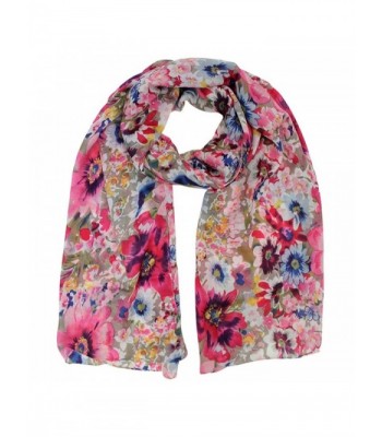 Vibrant Colorful Floral Spring Shawl Wrap - Beige - CR115WOXL9N