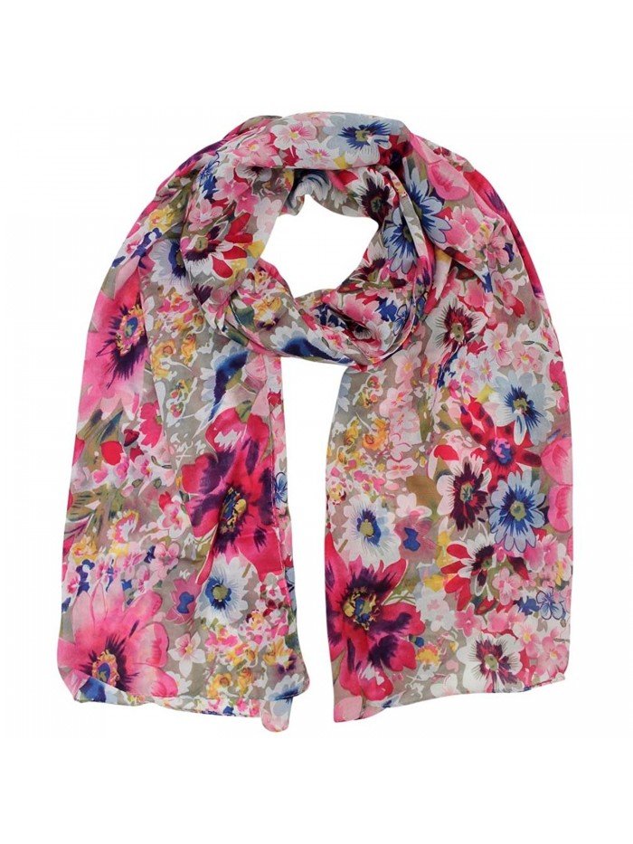 Vibrant Colorful Floral Spring Shawl Wrap - Beige - CR115WOXL9N