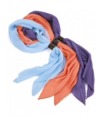 Women's Lightweight Polyester Solid Color Fashion Scarf- Set of 3 - by Marino Ave - Sky Blue- Orange- Purple - C312MS42QDV