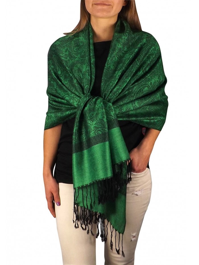 Elegant Vintage Jacquard Paisley Feel Shawl Wrap Scarf - Green Black ...