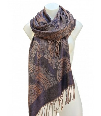 Terra Nomad Women's Soft & Silky Luxury Pashmina Scarf Shawl Shoulder Wrap - Dark Blue/Gold - CD1214DQIIV