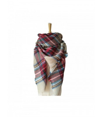 Kaariss Women's Tassels Soft Plaid Tartan Scarf Winter Large Blanket Wrap Shawl - Khaki - CK186KE95KQ