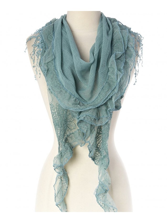 Women's Lightweight Fringe Oblong Scarf - Light Green - C211Y5K5693