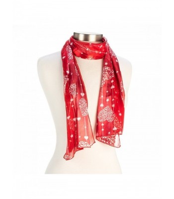 Heart- Flower or Clover Pattern Valentine's Day or Mother's Day Silk Feel Scarf - red star - CX11IRL9QTR