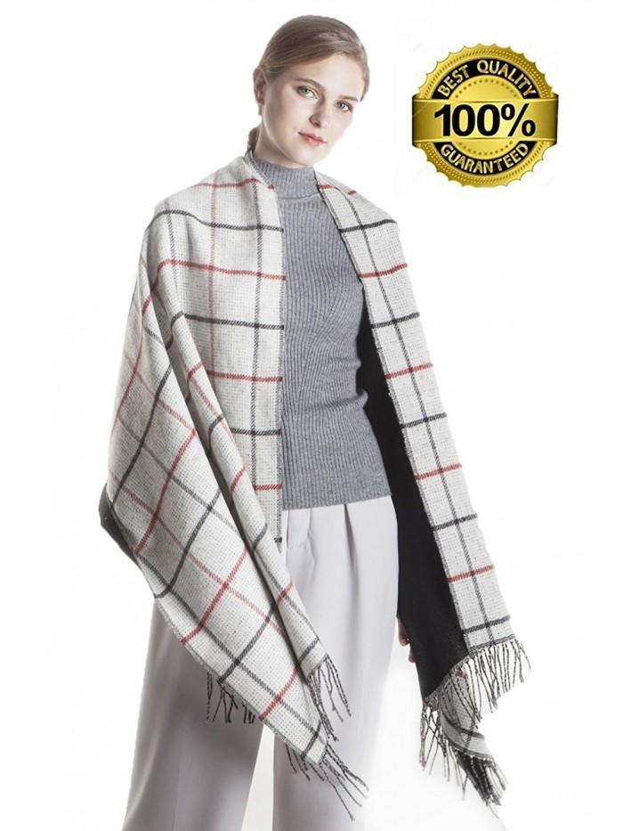 Women's Scarf Soft Plaid Blanket Scarves Winter Large Shawls and Wraps Christmas Gift KAISIN - Gray - CT185A57SCN