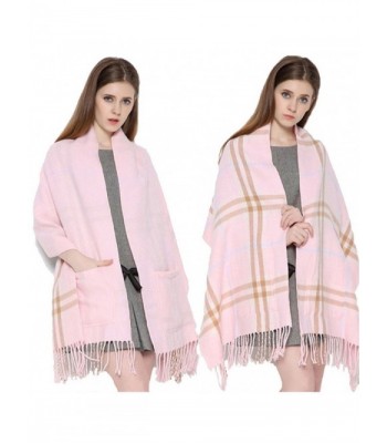 Runtlly Women's Cozy Soft Tartan Shawl Shawl Wrap Scarf Warm Plaid Checked Pashmina - Pink - CV12M86OFGP