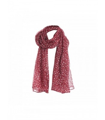 Women Ladies Stars Print Pattern Lace Long Scarf Warm Wrap Shawl - Red - CQ188UNTL0T