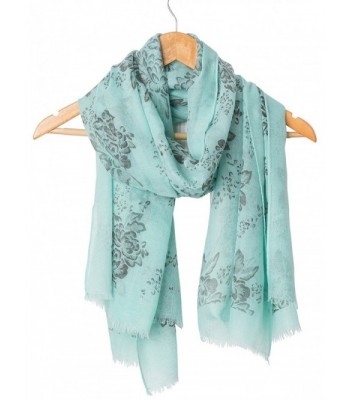 Tickled Pink Vintage Elegant Floral Fashion Lightweight Long Scarf- 36 x 70" - Seafoam Green - CX184EUXO0Q