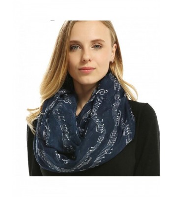 Ovetour Women's Fashion Music Note Print Infinity Scarf Shawl - Dark Blue - CK17YLZ7C4U