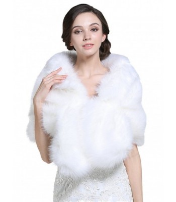 Bridalvenus Bridal Wedding Fur Wraps and Shawls with Clasp for Women and Girls - CH12MYO0X3X