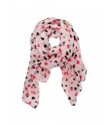 Aimery Women's Sweet Love Heart Dots Chiffon Shawl Scarf Wrap - Pink - C9125MLQ20F