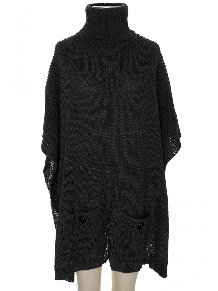 Capelli New York Rib knit soft poncho with cowl neck - Black - CA124SD3P2B