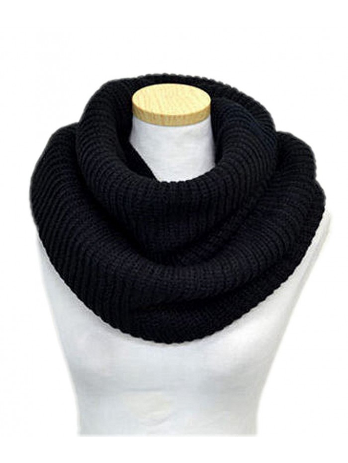 Spikerking Unisex Soft Thick Knitted Winter Warm Infinity Scarf - Black - C6125OGVYKV