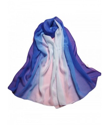 Luweki Fashion Lady Gradient Color Long Wrap Women's Shawl Chiffon Scarf Scarves - Blue - C312N2H7ECK