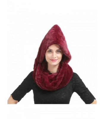 Saferin Women's Winter Faux Fake Fur Straight Scarf Wrap Collar Shawl Shrug - Burgundy Infinity Scarf With Hat - C1185QN947T