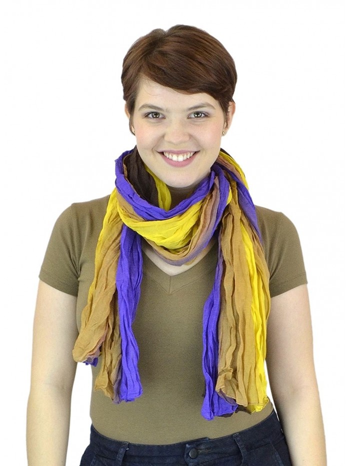 Belle Donne - Women's Cozy Scarf - Mix of Elegant Styles - Light Weight Scarves Shawls Wraps - Yellow-purple - C011L7JTC6D